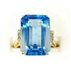 Image 1 : 14K Gold Ring BLUE TOPAZ 18 CARATS! w DIAMONDS (61378)