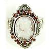 Image 1 : ANTIQUE Style CAMEO RING GARNETS AND MARCASITES (61397)