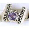 Image 1 : ANTIQUE STERLING RING w AMETHYST AND MARCASITES! (61403)