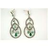 Image 1 : ANTIQUE STERLING EARRINGS w 5 EMERALDS EACH! (61404)