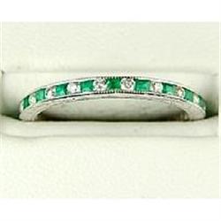 ANTIQUE WEDDING  ETERNITY BAND EMERALDS DIAMONDS (61406)