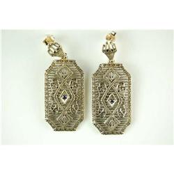 ANTIQUE Style GOLD EARRINGS w SAPPHIRES! (61409)