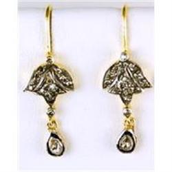 ANTIQUE GOLD EARRINGS ROSE CUT DIAMONDS .50 CTS! (61752)