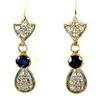 Image 1 : ANTIQUE STYLE GOLD EARRINGS SAPPHIRE ROSE DIAMONDS (61784)