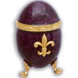 VIVIAN ALEXANDER  EGG JEWELRY BOX Guilloche Enamel Amethyst (61810)