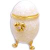 Image 1 : VIVIAN ALEXANDER EGG JEWELRY BOX Guilloche Enamel WHITE PEARL (61818)