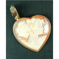 14K GOLD HEARTSHAPE CAMEO PENDANT AND PEARL ENHANCER (61833)