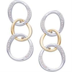 14k EARRINGS DIAMONDS YELLOW WHITE GOLD (61865)