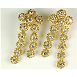 IMPORTANT 18K GOLD DIAMOND EARRINGS 4.25 CARATS! (61876)