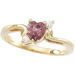 GOLD RING HEART PINK TOURMALINE DIAMONDS (61920)