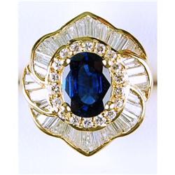 18K SAPPHIRE DIAMOND BALLERINA RING (61991)