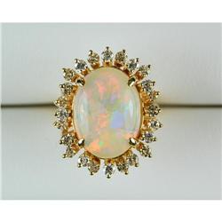 14K Ring FINE OPAL 5 CARATS! w DIAMONDS  (61992)