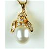 Image 1 : GOLD NECKLACE 11MM SOUTH SEA PEARL w DIAMONDS (62018)