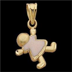 14K GOLD PENDANT LITTLE GIRL PINK DRESS (62048)