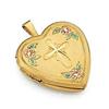 Image 1 : 14K GOLD HEART LOCKET w GOLD CROSS (62149)