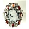 Image 1 : ANTIQUE STYLE RING CAMEO w GARNETS (62197)