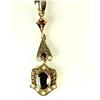 Image 1 : ANTIQUE STYLE GOLD PENDANT GARNET SEED PEARLS (62310)