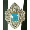 Image 1 : ANTIQUE STYLE RING AQUAMARINE DIAMONDS (62322)