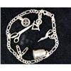 Image 1 : STERLING SILVER CHARM BRACELET THIMBLE BUTTON SEWING ITEMS (39856)