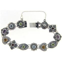 ANTIQUE STYLE SLIDE BRACELET GARNET AMETHYST PERIDOT (40694)