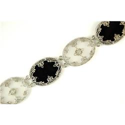 ANTIQUE STYLE BRACELET BLACK ONYX w CRYSTAL (42051)