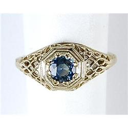 ANTIQUE WHITEGOLD RING SAPPHIRE .75 CTS! (42616)