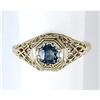Image 1 : ANTIQUE WHITEGOLD RING SAPPHIRE .75 CTS! (42616)