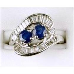 ANTIQUE PLATINUM RING SAPPHIRE DIAMONDS (42697)