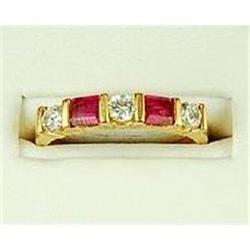 18k GOLD RUBY DIAMOND WEDDING BAND (42723)