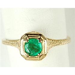 ANTIQUE STYLE GOLD RING EMERALD .40 CTS!  (43128)