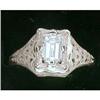 Image 1 : Antique Emerald Cut Diamond Engagement Ring VVS (53186)