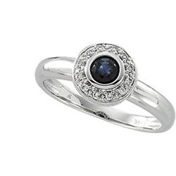WHITE GOLD RING SAPPHIRE w DIAMONDS  (58046)