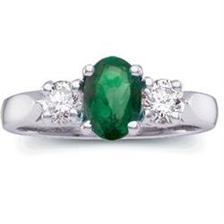PLATINUM ENGAGEMENT RING EMERALD DIAMONDS (58058)