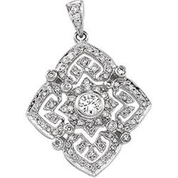 Antique Style 14k White Gold Diamond Pendant (58076)