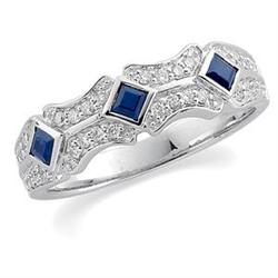 White Gold Wedding Band SAPPHIRES DIAMONDS (58097)