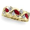 Image 1 : 14k Gold Wedding Band RUBYS and DIAMONDS (58148)
