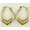 Image 1 : 14K GOLD HOOP EARRINGS w HEART (58482)