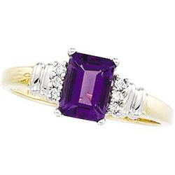 14K GOLD RING AMETHYST w 6 DIAMONDS (58733)