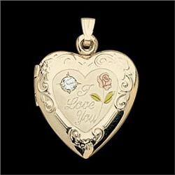 14k GOLD HEART LOCKET says 'I LOVE YOU' (58784)