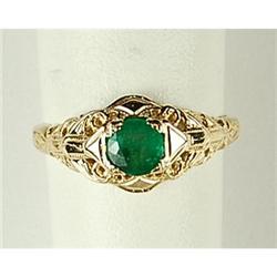 ANTIQUE STYLE GOLD RING EMERALD .65 CTS! (58943)