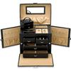 Image 1 : Black Leatherette JEWELRY CASE Beige Suede Interior (60183)