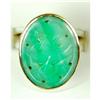 Image 1 : ANTIQUE GOLD RING PIERCED GREEN JADE (60644)