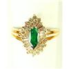 Image 1 : 14K RING MARQUISE EMERALD w DIAMONDS (61320)