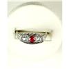 Image 1 : RUBY w WHITE SAPPHIRE RING ANTIQUE STYLE (61486)