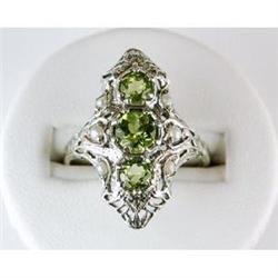 ANTIQUE STYLE FILIGREE RING 3 PERIDOTS (61495)