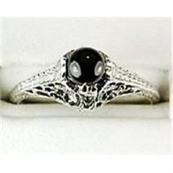 ANTIQUE Style RING BLACK ONYX FILIGREE (61501)