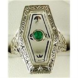 ANTIQUE Style RING CRYSTAL w EMERALD!</B> (61515)