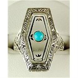 <B>STERLING CRYSTAL RING w TURQUOISE!</B> (61518)