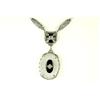 Image 1 : ANTIQUE STYLE NECKLACE CRYSTAL BLACK ONYX DIAMOND FILIGREE! (61714)