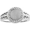 Image 1 : 14k WHITE GOLD SIGNET RING DIAMONDS (61863)